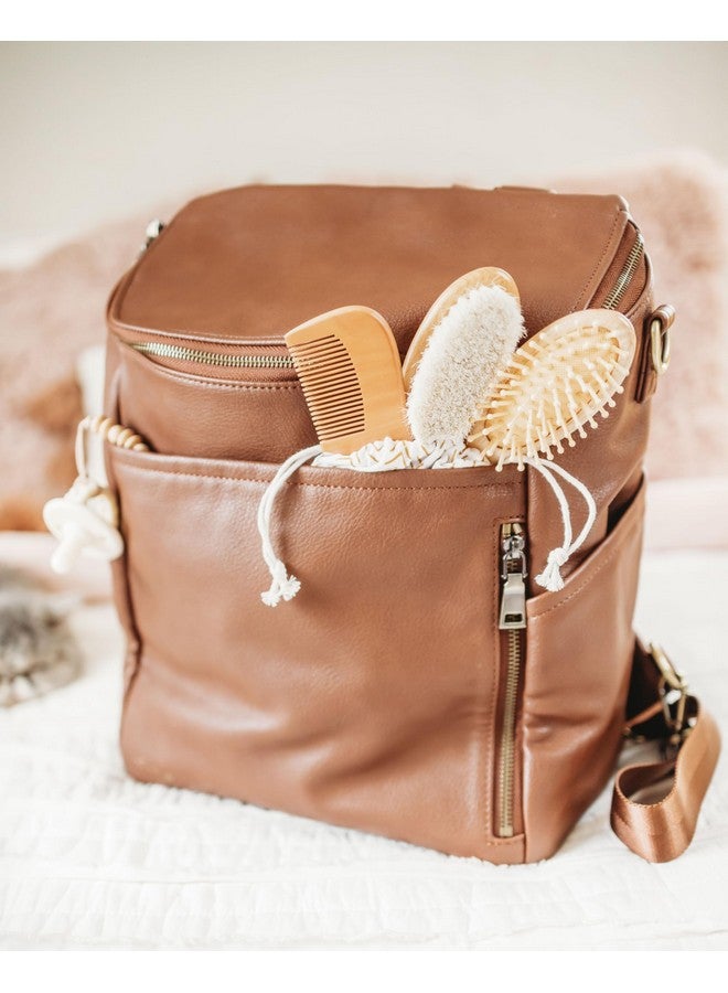 Pondering Pine Natural Baby Hair Brush Set - Wooden Brushes And Comb With Boho Travel Bag For Girl Or Boy - Soft Goat Hair Brush For Cradle Cap, Bamboo Toddler Hair Brush, Newborn Hairbrush For Scalp Grooming - Image 2