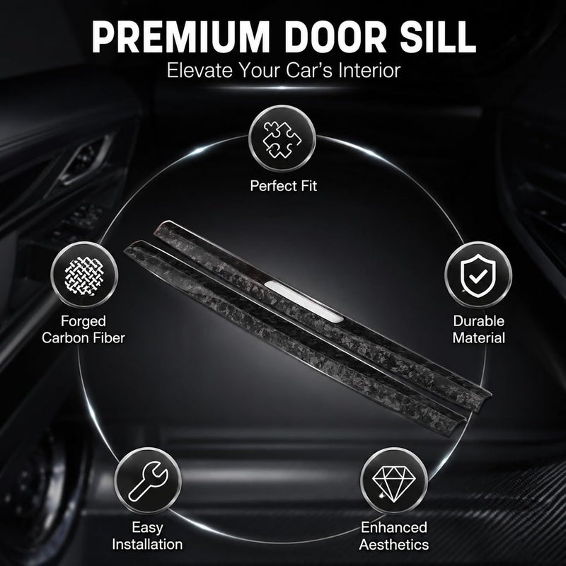 Interior Door Sill Covers, Forged Carbon Fiber, 2pcs for 718 911 LHD - Lightweight Durable Material, Scratch Protection, Easy Stick - On Installation - Image 5