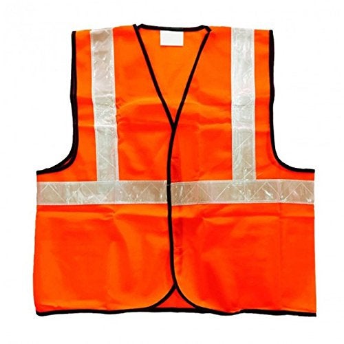 Ladwa 2 Pcs Reflective PVC Stripes Safety Jacket For Road Safety Work Wear For Men Women (Orange, Set of 2) - Image 2