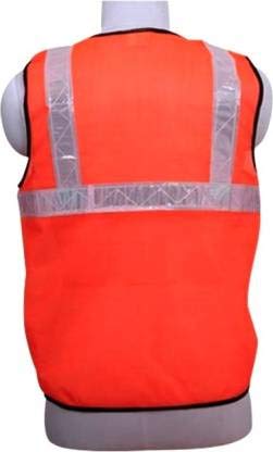 Ladwa 2 Pcs Reflective PVC Stripes Safety Jacket For Road Safety Work Wear For Men Women (Orange, Set of 2) - Image 5