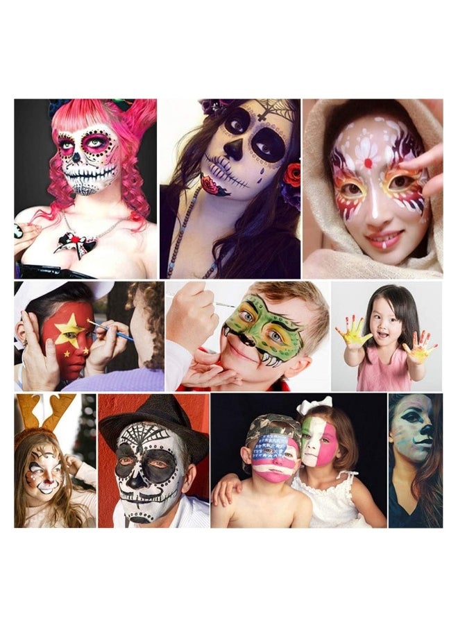 FLOWING - 20 Colors Body Face Paint Cosplay Makeup Palette Kit, Professional Face Painting Kit for Kids & Adults, Red Black White Special Effects Paints Palette for Halloween with 10 Brushes - Image 1