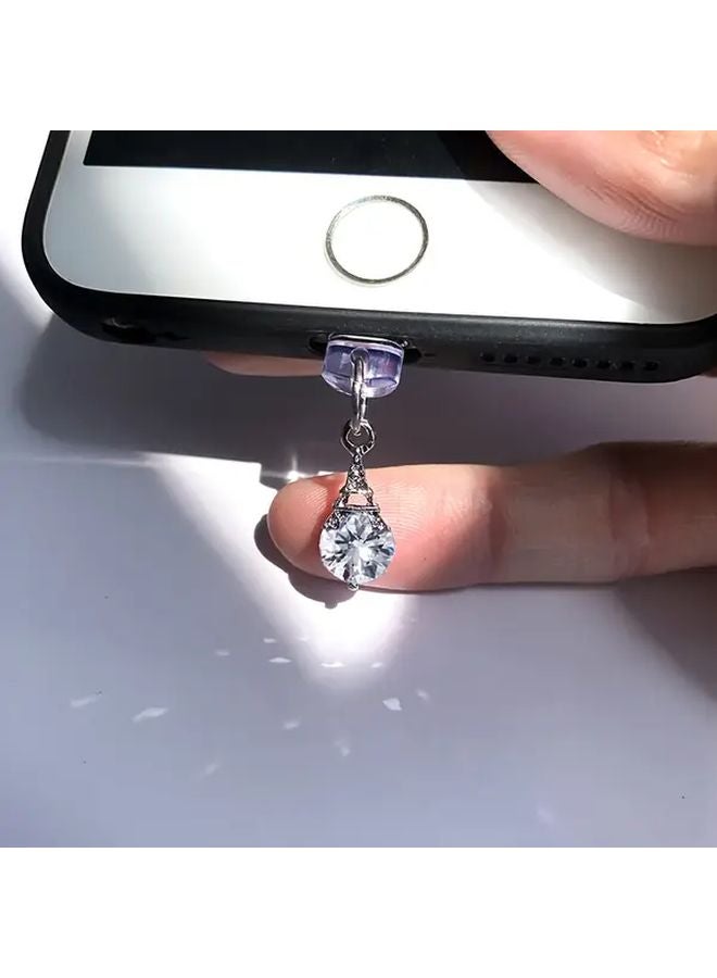 Elegant Iron Tower Zirconia Phone Dust Cover For Type C Charging Port With Keychain Crystal Design Durable Stylish Phone Accessory Perfect Gift - Image 2