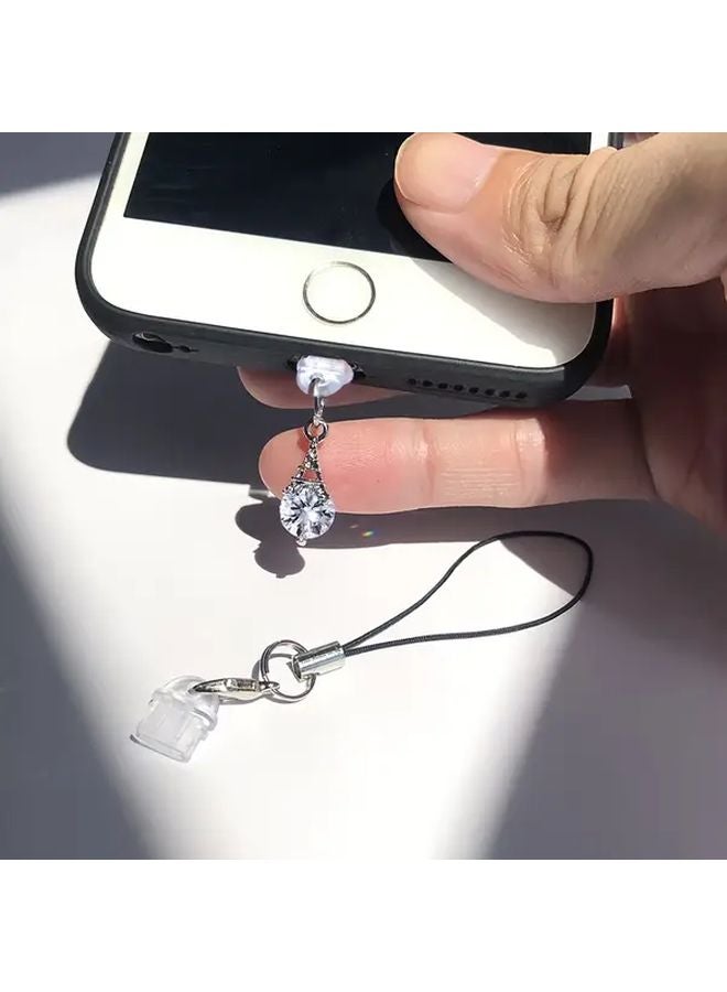 Elegant Iron Tower Zirconia Phone Dust Cover For Type C Charging Port With Keychain Crystal Design Durable Stylish Phone Accessory Perfect Gift - Image 1