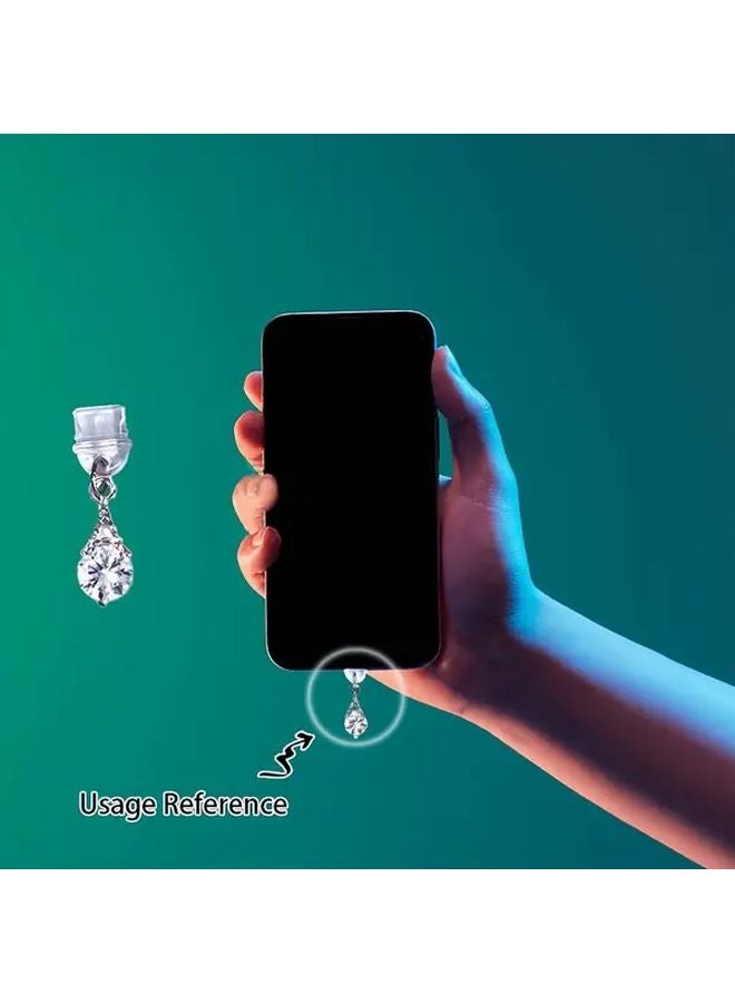 Elegant Iron Tower Zirconia Phone Dust Cover For Type C Charging Port With Keychain Crystal Design Durable Stylish Phone Accessory Perfect Gift - Image 4