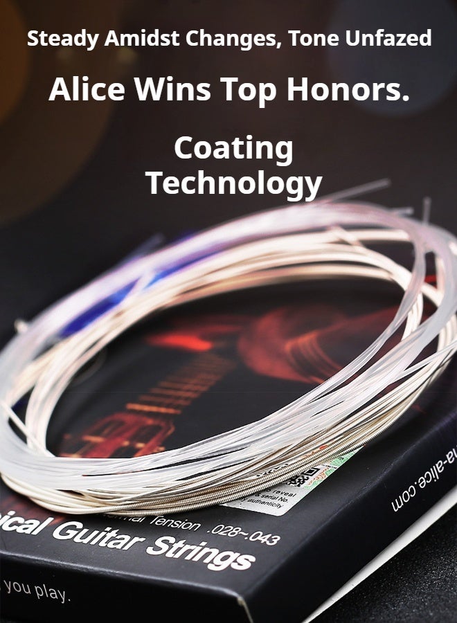 أليس أوتار جيتار أليس الكلاسيكي AJ500، مجموعة من 1 إلى 6 أوتار من النايلون، أوتار جيتار - Image 2