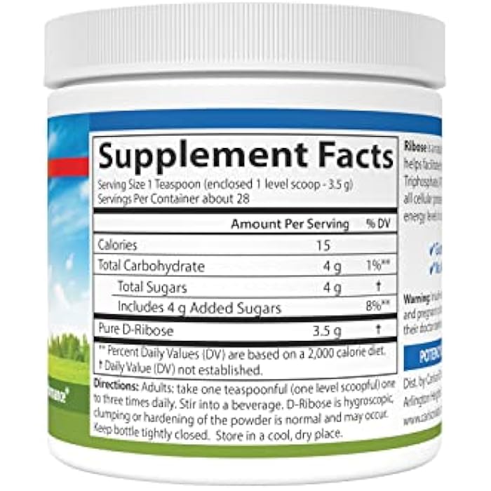 Carlson - Ribose, 100% Pure D-Ribose, Non-GMO, Energy Production, Muscle Recovery & Athletic Performance, 3.53 oz (100 g) - Image 2