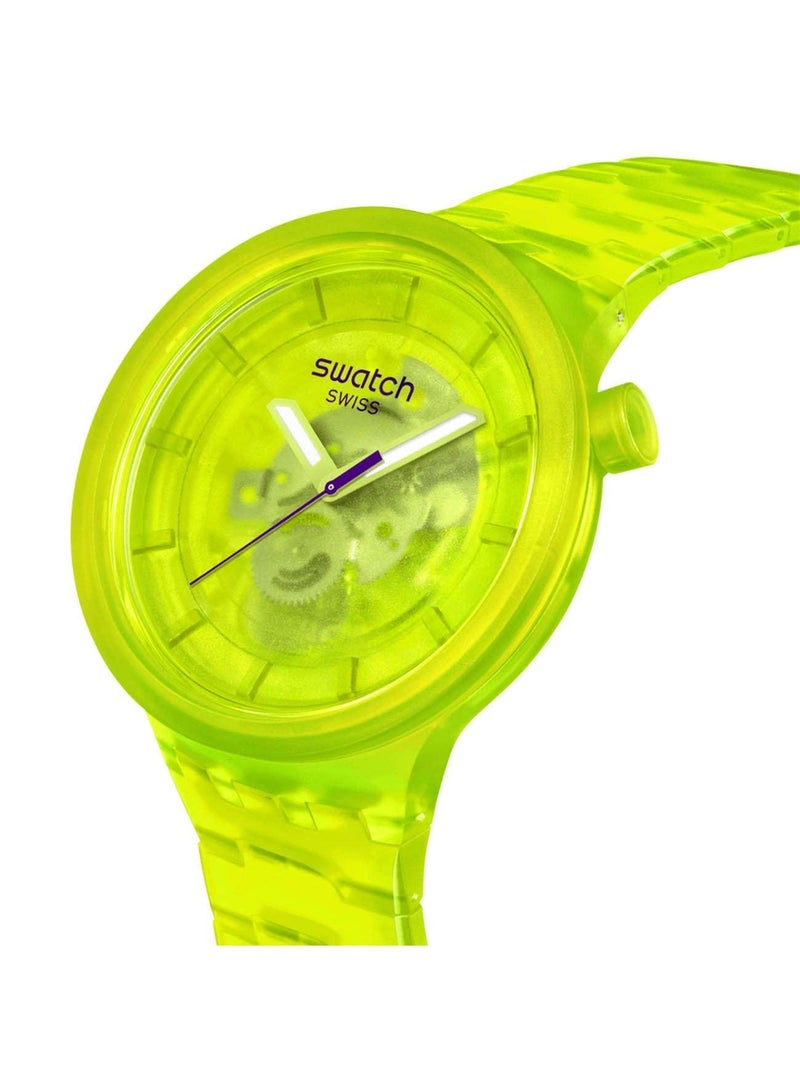 Swatch ساعة كوارتز تناظرية للجنسين صفراء جوي - Image 2