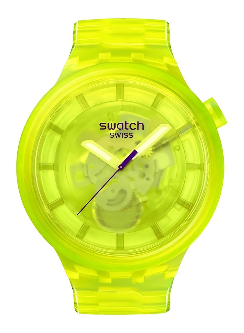 Swatch ساعة كوارتز تناظرية للجنسين صفراء جوي - Image 1