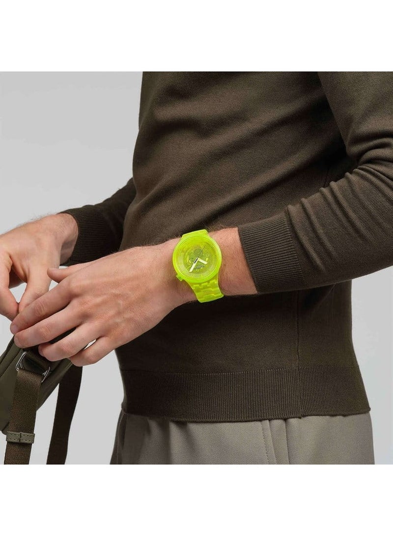 Swatch ساعة كوارتز تناظرية للجنسين صفراء جوي - Image 4