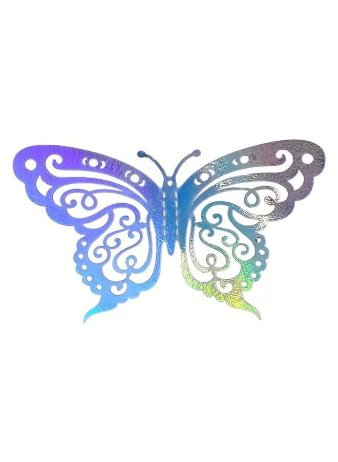ملصقات جدارية ثلاثية الأبعاد لفراشة قوس قزح، لمعان معدني مجوف، مجموعة ديكور منزلية 12 قطعة - Image 5