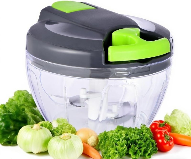 ZEAYEA Manual Food Processor Vegetable Chopper, Compact Hand Pull Cord Garlic Crusher Onion Dicer for Herbs, Carrots, Pears 500ml£¨green£© - Image 1