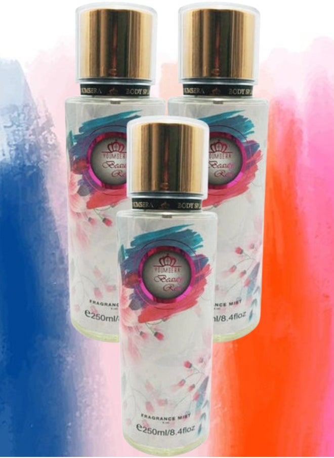 YOUMSERA 3 Pieces Beauty Rose Body Mist 250ml  - Image 1