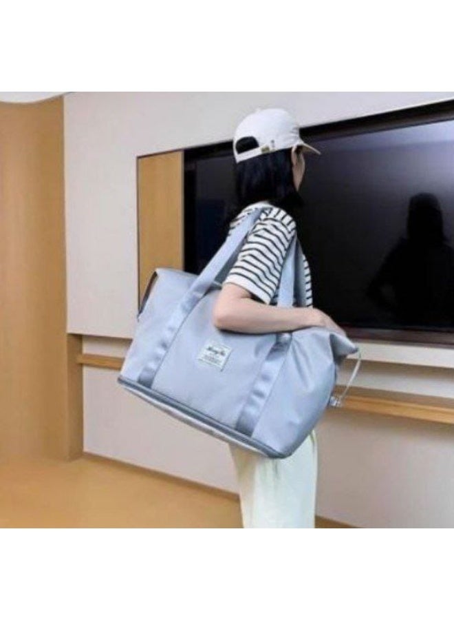 شنطة سفر قابلة للطي خفيفة الوزن لحمل الأمتعة الجافة والمبللة شنطة كتف عملية للرياضة والرحلات والتنقل اليومي - Image 3