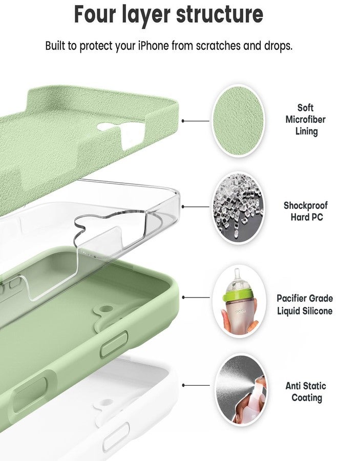 Vooii Compatible with iPhone 16 Plus Case, Liquid Silicone Upgrade [Camera Protection] [Soft Anti-Scratch Microfiber Lining] Shockproof Phone Case for iPhone 16 Plus 6.7 inch - Matcha - Image 2