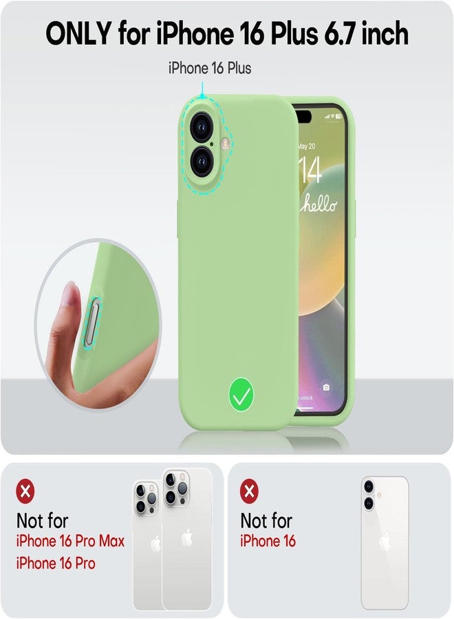 Vooii Compatible with iPhone 16 Plus Case, Liquid Silicone Upgrade [Camera Protection] [Soft Anti-Scratch Microfiber Lining] Shockproof Phone Case for iPhone 16 Plus 6.7 inch - Matcha - Image 5