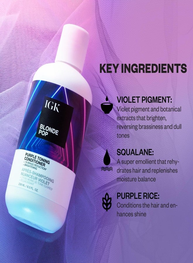 IGK BLONDE POP Purple Toning Conditioner | Brighten + Neutralize Brass | Vegan + Cruelty Free | 8 Oz - Image 3