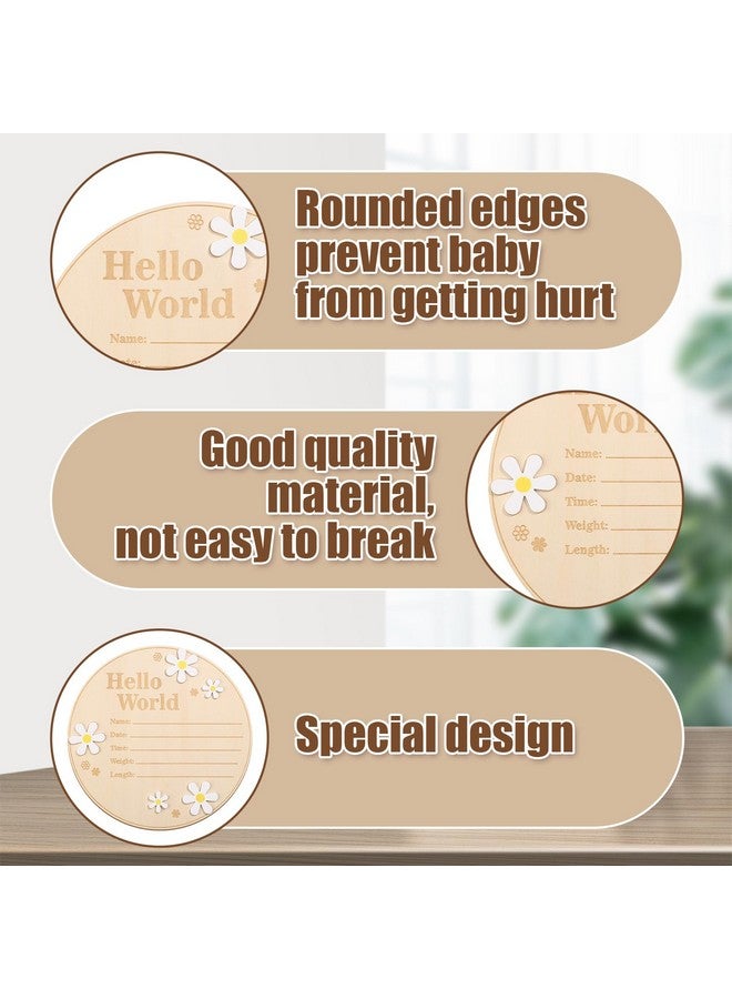 Gosknor Baby Announcement Sign, 6 Inch Diameter Round Wooden Hello World Sign for Newborn Baby Birth Announcement Plaque New Baby Name Sign Baby Welcome Sign for Girls Boys Hospital Nursery Home Decor - Image 4