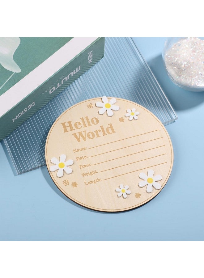 Gosknor Baby Announcement Sign, 6 Inch Diameter Round Wooden Hello World Sign for Newborn Baby Birth Announcement Plaque New Baby Name Sign Baby Welcome Sign for Girls Boys Hospital Nursery Home Decor - Image 3