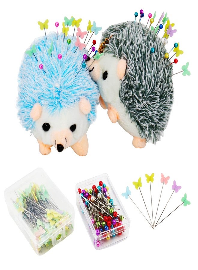 SolidGnik 2 Hedgehog Sewing Pincushion with 200 Pieces Sewing Pins Set for Sewing DIY Projects - Image 1