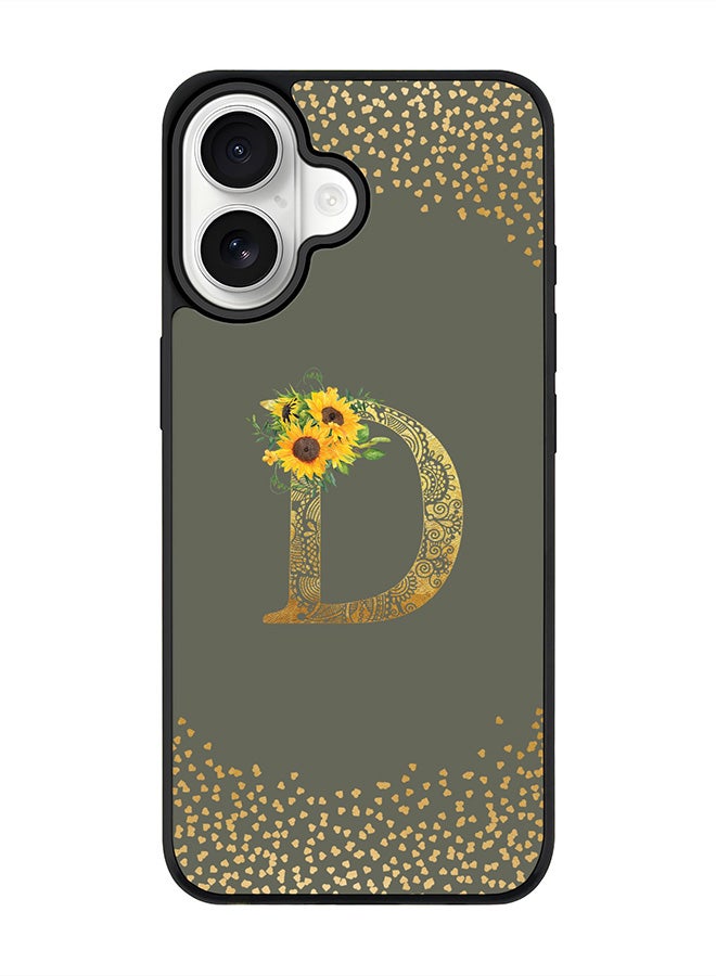Stylizedd iPhone 17 Case, [Compatible with MagSafe] Slim Magnetic cover Phone Case iPhone 17 -Custom Floral Monogram - D  (Olive Green ) - Image 1
