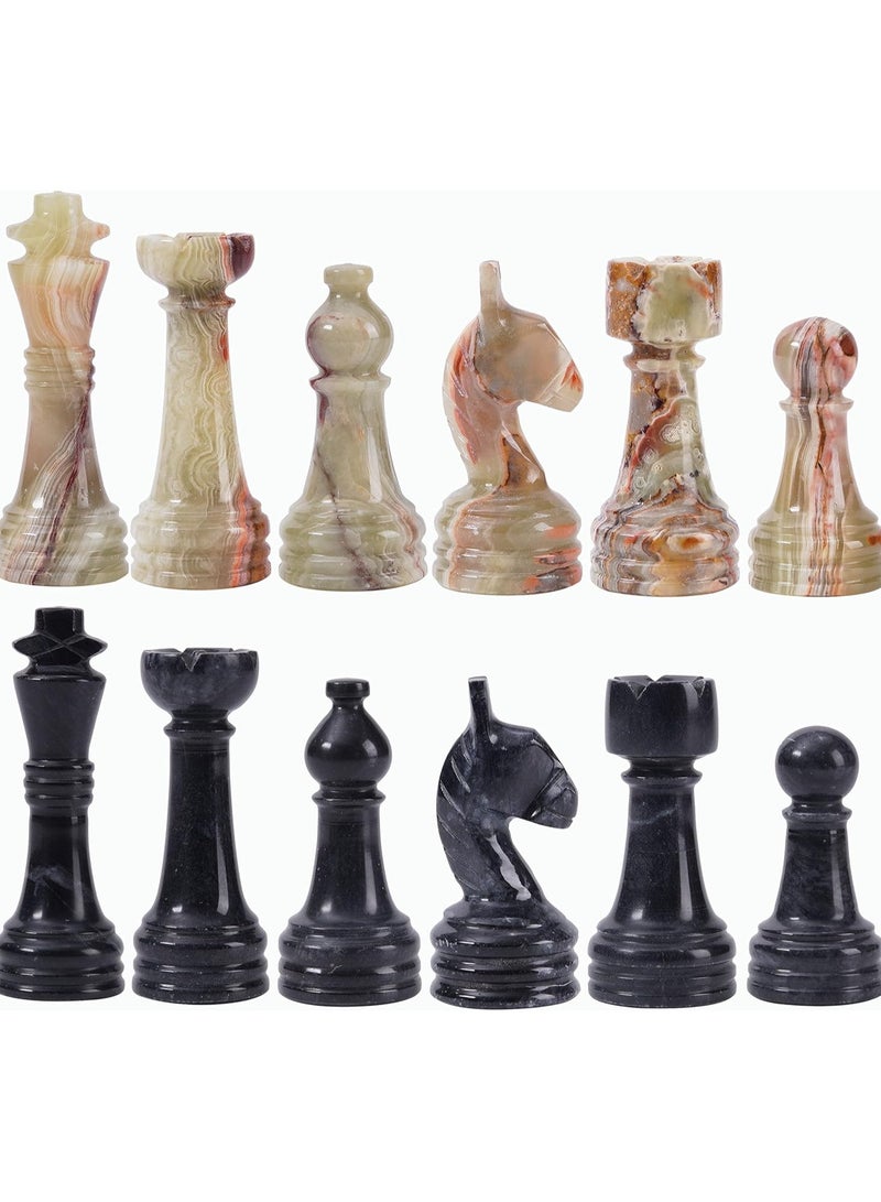 RADICALn Marble Chess Pieces Black & Multi Green 3.5 Inch King Figures Handmade 32 Chess Figures - Suitable for 16-20 Inch Chess Game - Board Games - Image 1