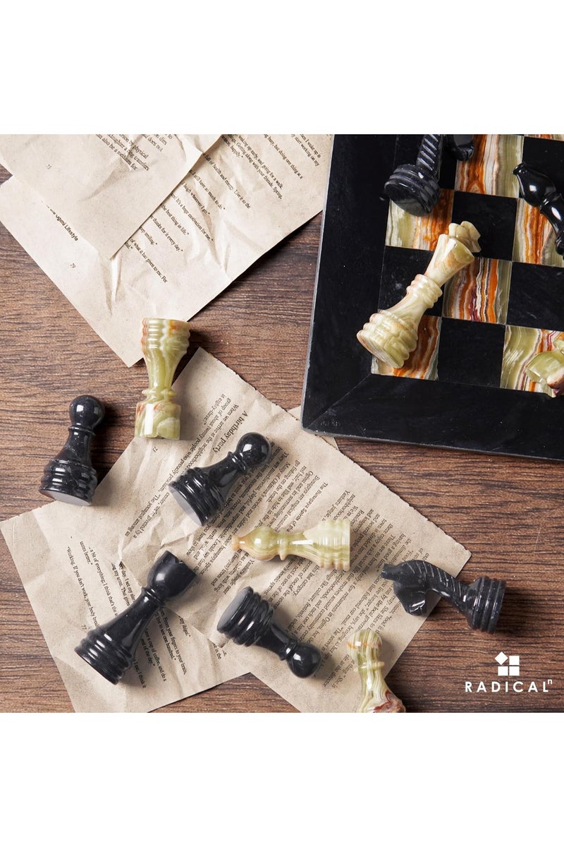 RADICALn Marble Chess Pieces Black & Multi Green 3.5 Inch King Figures Handmade 32 Chess Figures - Suitable for 16-20 Inch Chess Game - Board Games - Image 2