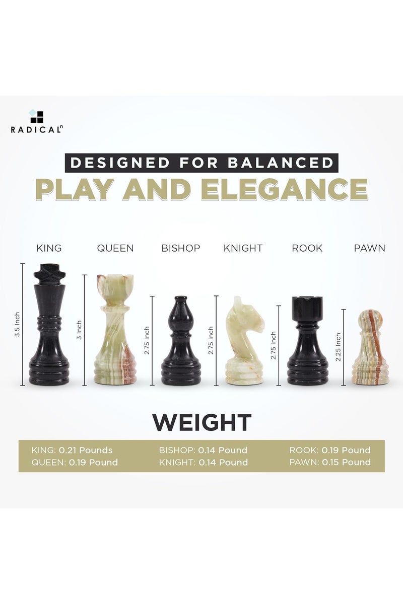 RADICALn Marble Chess Pieces Black & Multi Green 3.5 Inch King Figures Handmade 32 Chess Figures - Suitable for 16-20 Inch Chess Game - Board Games - Image 5