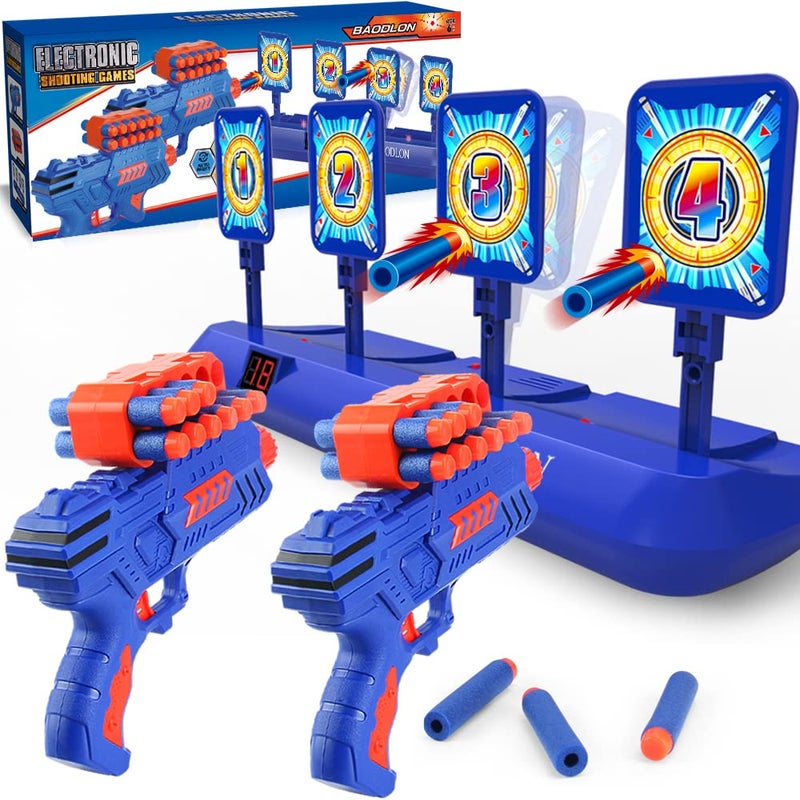 BAODLON Digital Shooting Targets with Foam Dart Toy Gun, Electronic Scoring Auto Reset 4 Targets, Shooting Game Toys Gifts for Age of 5, 6, 7, 8, 9, 10+ Years Old Kids, Boys, Compatible with 2 Toy Gun - Image 1