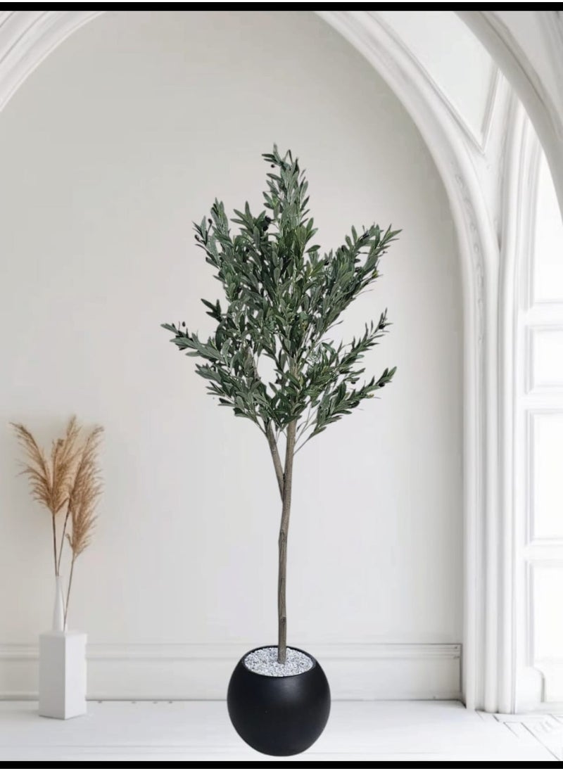AL KHALDIYA Fruitful olive tree with a large black pot with an attractive design, make your home more elegant, 180 cm  - Image 2