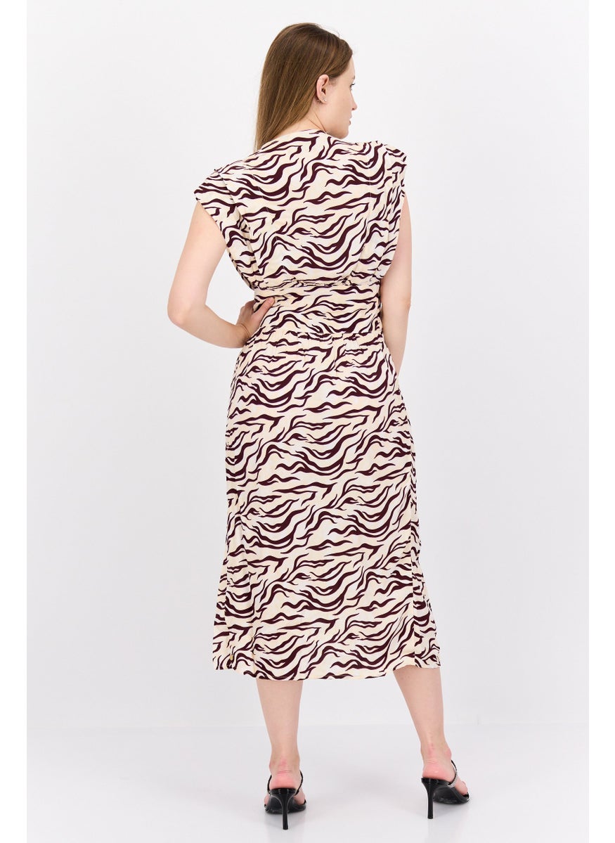 Scotch & Soda - Women Allover Print Sleeveless Midi Dress, Cream - Image 1