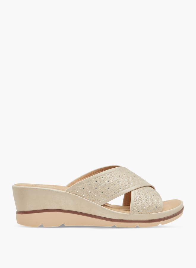 Le Confort Women Floral Textured Slip-On Sandals with Wedge Heels  - Image 3