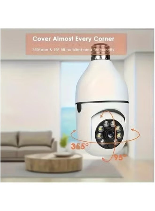 JAJEEK (Pack of 4) 1080P Wireless Light Bulb Camera Dome Security System | 360° Panoramic View WiFi Surveillance Cameras with Motion Detection & Night Vision | Smart Alarm & App Alerts | E27 Light Socket Installation | Indoor & Outdoor Smart Home Security - Image 2