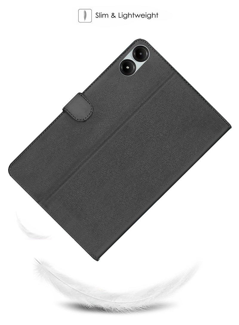 OMAKER Premium Quality Leather Smart Flip Case Full Protective Cover With Magnetic Stand For Xiaomi Redmi Pad Pro 12.1 Inch 2024 – Black - Image 2