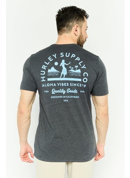 Hurley Men Sportswear Fit Short Sleeve Training T-Shirt, Heather Grey  - Image 4