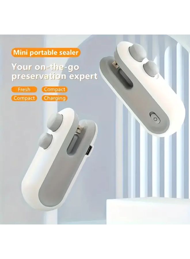 USB قابلة لإعادة الشحن محمولة ختم وجبة خفيفة محمولة أقرب حقيبة أبيض ضغط مغناطيسي - Image 5