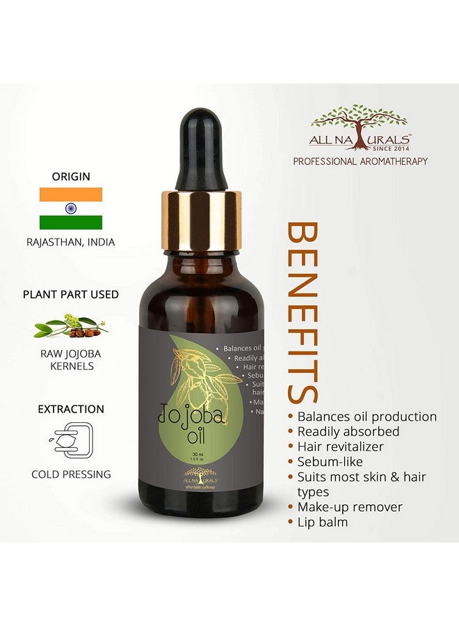 All Naturals - Jojoba Oil For Skin And Hair (30Ml) | Pure & Undiluted | Balancing Oily Skin | Natural Makeup Remover | Hair Vitalizer | Natural Lip Balm | Nail Extension | Cold Pressed Oil - Image 2