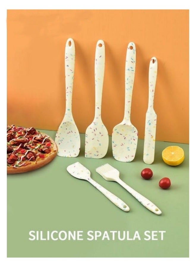 ميكسد سيليكون ملعقة مجموعة ، مجموعة 6 قطعة مقاومة للحرارة المضادة للانزلاق ملعقة ، ملعقة سيليكون الغذاء الصف الخبز والطبخ - Image 1