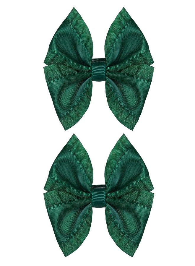 ميروكش مشابك شعر على شكل فيونكة من شريط أخضر داكن مكشكش، 3 بوصات، للأطفال الصغار والرضع والمراهقات، لتزيين فساتين حفلات الكريسماس، إكسسوارات تزيين، دبابيس شعر على شكل تمساح لطيف، هدية مثالية للأطفال في عيد الميلاد - Image 1