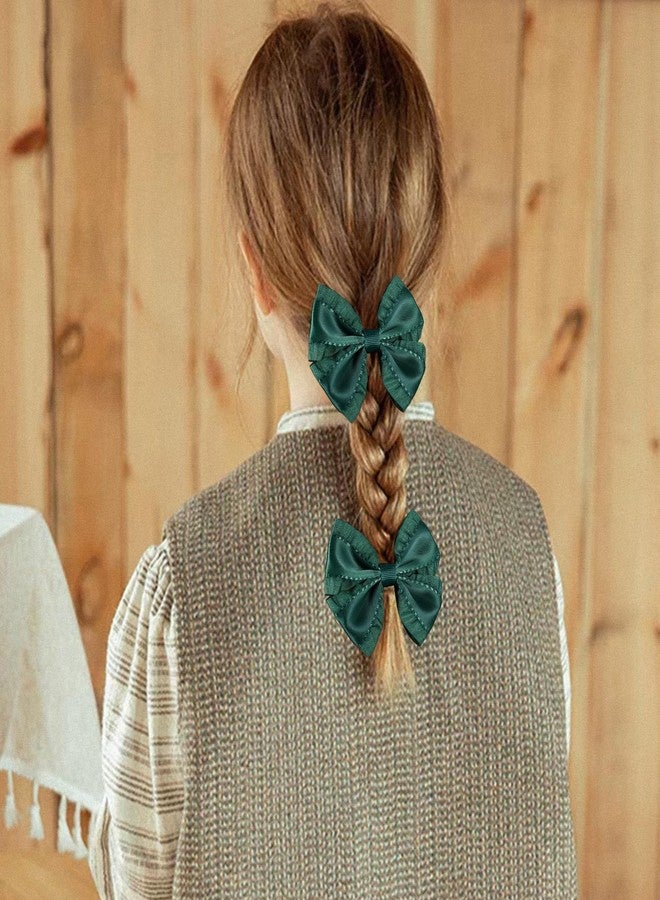 ميروكش مشابك شعر على شكل فيونكة من شريط أخضر داكن مكشكش، 3 بوصات، للأطفال الصغار والرضع والمراهقات، لتزيين فساتين حفلات الكريسماس، إكسسوارات تزيين، دبابيس شعر على شكل تمساح لطيف، هدية مثالية للأطفال في عيد الميلاد - Image 4