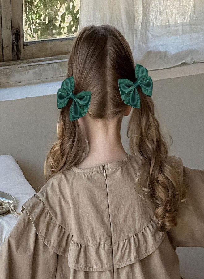 ميروكش مشابك شعر على شكل فيونكة من شريط أخضر داكن مكشكش، 3 بوصات، للأطفال الصغار والرضع والمراهقات، لتزيين فساتين حفلات الكريسماس، إكسسوارات تزيين، دبابيس شعر على شكل تمساح لطيف، هدية مثالية للأطفال في عيد الميلاد - Image 5