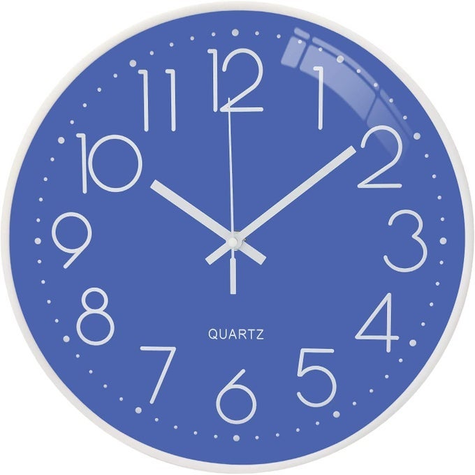 WALL CLOCK 12" SILENT QUARTZ DECORATIVE LATEST WALL CLOCK NON-TICKING CLASSIC CLOCK BATTERY OPERATED ROUND EASY TO READ FOR ROOM/HOME/KITCHEN/BEDROOM/OFFICE/SCHOOL.- (SKY BLUE)