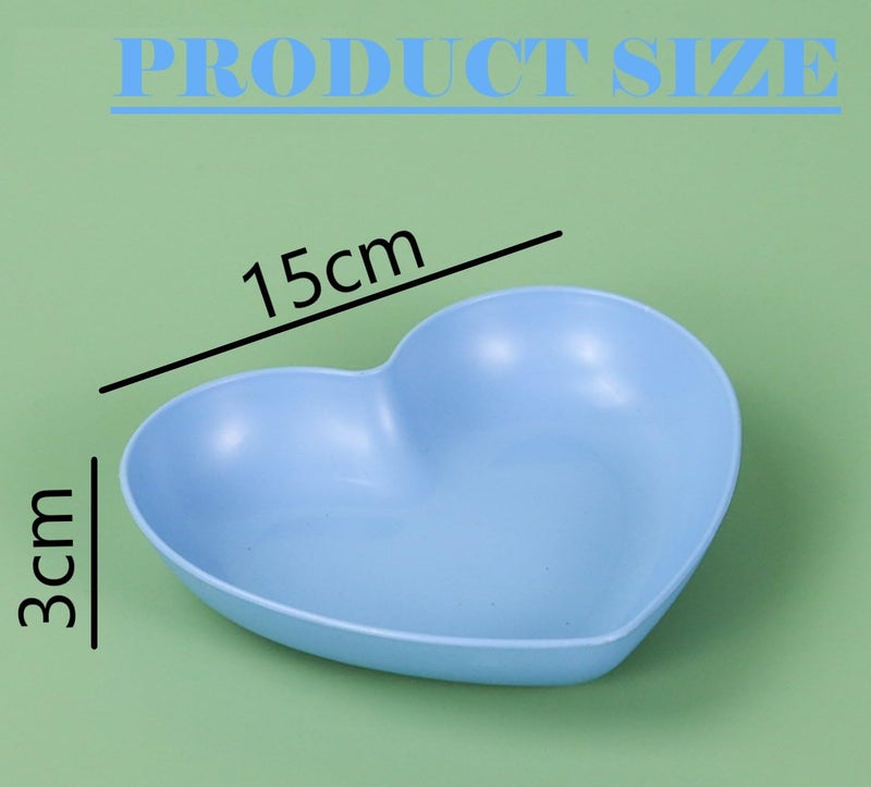 yomith 6 Inch Heart Shape Mini Dipping Sauces Bowls Unbreakable Wheat Straw Small Snack Dessert Dishes Salad Plates for Sushi Side Dish Fruit Appetizer Cake Blue Pink Pack of 10 - Image 2