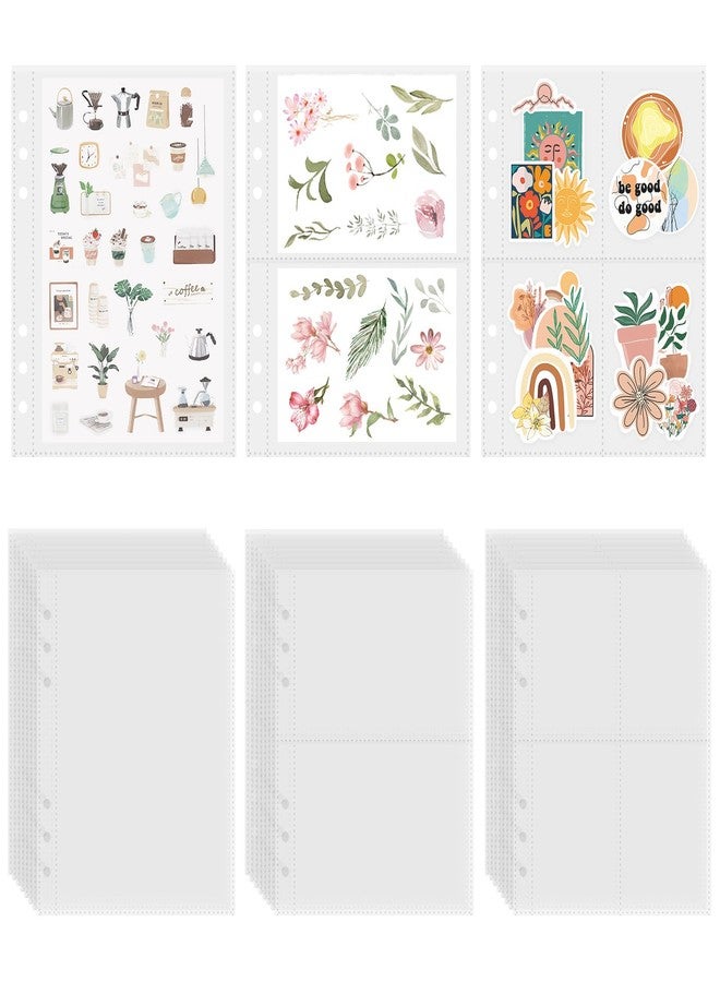 Dajino 30 Sheets Clear Binder Sleeves 1/2/4 Pocket Sheets Protectors Double Sided Plastic Sleeves for Photo Card Sticker Storage Organizer 6 Ring A5 Binder Inserts Refills Pocket Pages Set - Image 1