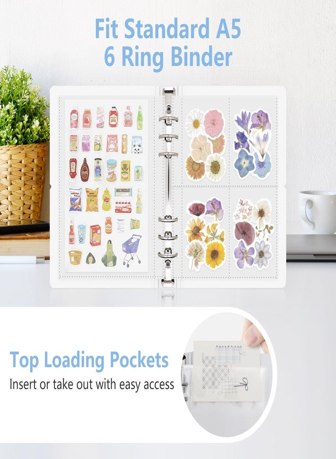 Dajino 30 Sheets Clear Binder Sleeves 1/2/4 Pocket Sheets Protectors Double Sided Plastic Sleeves for Photo Card Sticker Storage Organizer 6 Ring A5 Binder Inserts Refills Pocket Pages Set - Image 3