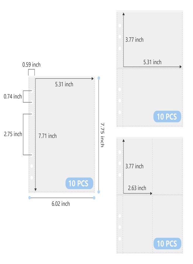 Dajino 30 Sheets Clear Binder Sleeves 1/2/4 Pocket Sheets Protectors Double Sided Plastic Sleeves for Photo Card Sticker Storage Organizer 6 Ring A5 Binder Inserts Refills Pocket Pages Set - Image 4