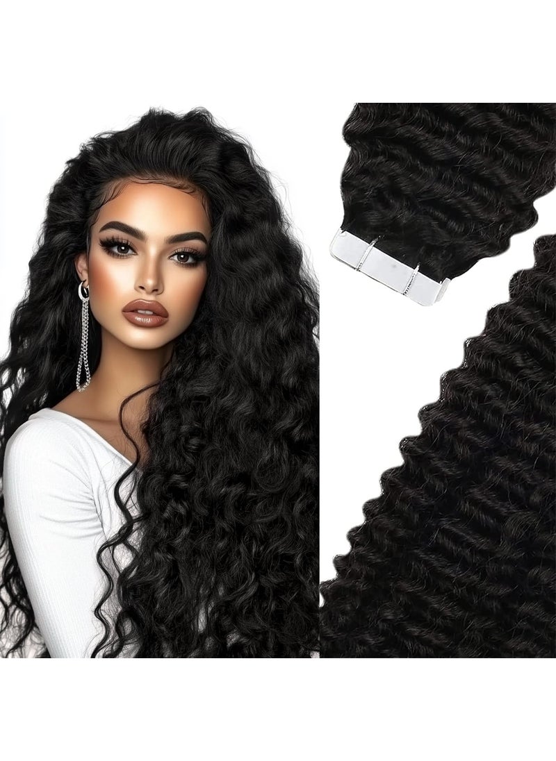 Sunny Hair Sunny Hair Kinky Curly Tape in Hair Extensions Human Hair 50G Curly Tape in Extensions 20Pcs Tape in Hair Extensions for Black Women 14Inch 