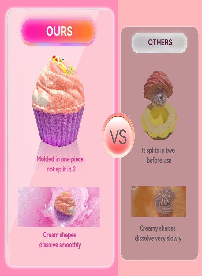 Excalla Bath Bombs for Kids with Surprise Jewelry Inside, 8 Cupcake Bath Bombs for Girls Gift Set, Handmade Fizzes Balls with Rich Bubble Bath, Ideal for Chrildren Birthday Christmas - Image 5