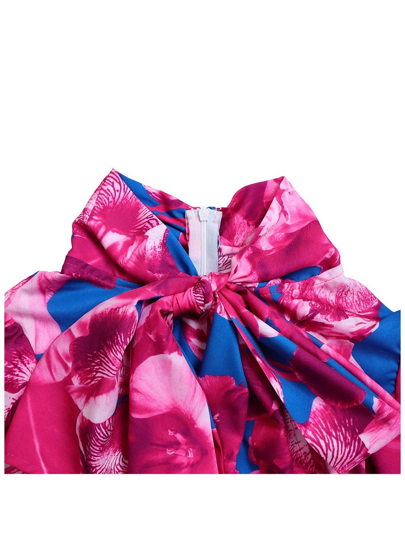 Shougu New Fashion Printed Strap Long Sleeve Shirt Half Skirt Long Skirt Cross border Two piece Set - Image 4