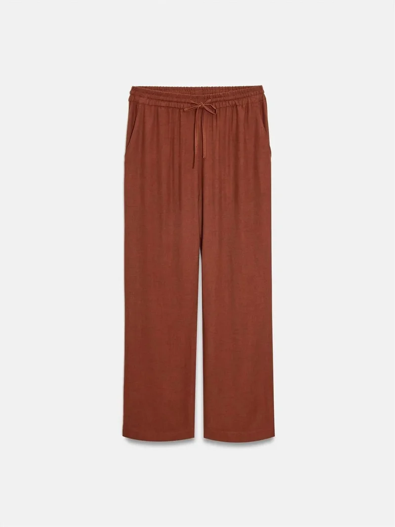 ديلفين Dilvin Women’s Wide-Leg Woven Trousers With Drawstring Waist