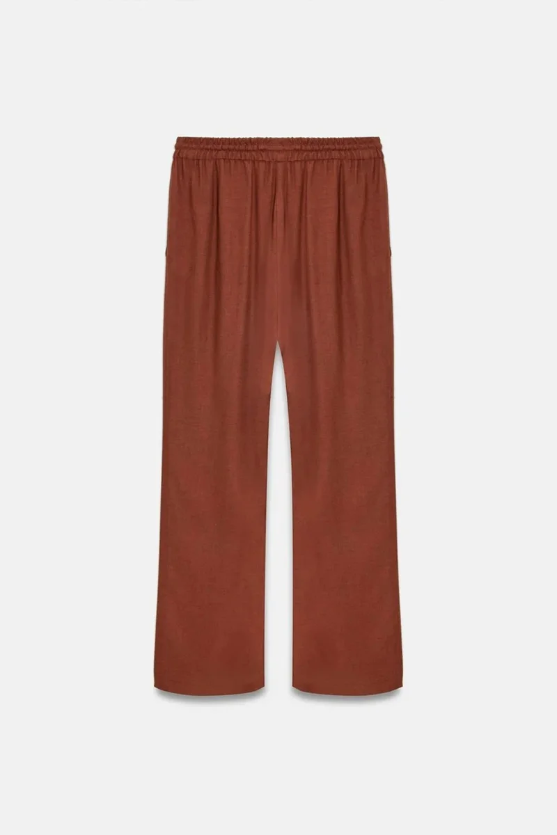 Dilvin Brick Red DILVIN Women’s Wide-Leg Woven Trousers With Drawstring Waist for Women | Best Price UAE